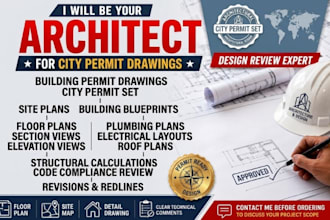 be your architect for city permit drawings set building blueprint permit design