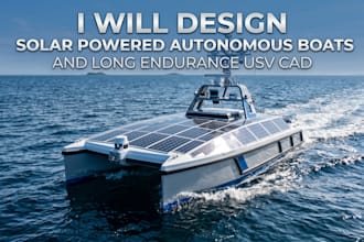 design solar  powered autonomous boats, long endurance usv cad