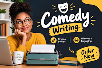ghostwrite hilarious slapstick comedy, satire, parody and dark comedy