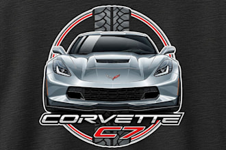 create to corvette c7 car tshirt design