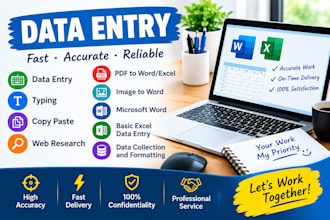 do professional data entry, typing, copy paste, wed recharge, pdf to word