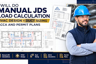 do manual jds load calculation, hvac design, duct sizing, acca and permit plans