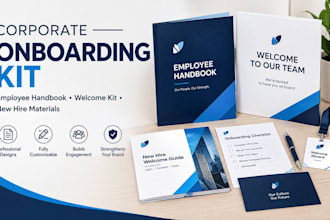 design custom corporate onboarding kit, employee handbook, employee welcome kit
