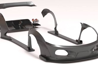 design custom car body kit for 3d printing, car parts, bumper, diffuser, fender
