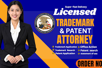 your brand name licensed US trademark patent attorney filing office action sou