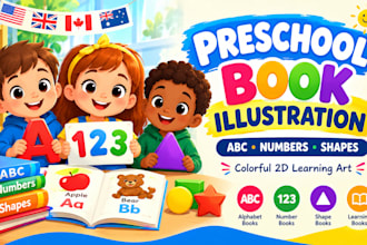 illustration preschool books, abc number, shape and create original songwriting