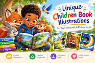 create unique children book illustrations for your storybooks and picture books