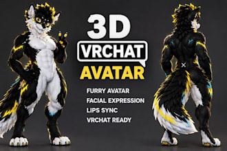 create vrchat furry avatar furry nsfw model fursona 3d model vr chat humanoid