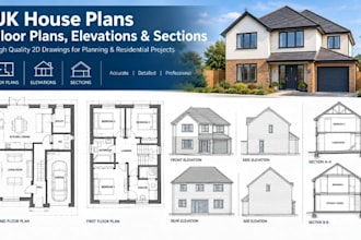 draw 2d UK house plans, floor plans and residential layouts