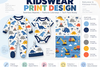 design kidswear and babywear seamless textile patterns
