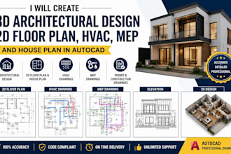 design site plans, mep plans, hvac layouts, and house plans in autocad