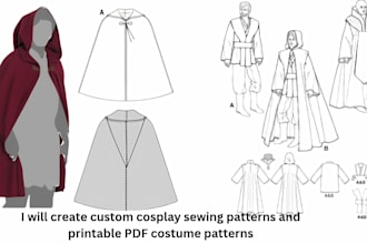create custom cosplay sewing patterns and printable PDF costume patterns