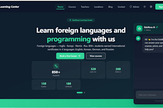 modern react landing page with ai chatbot
