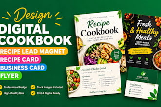 design digital cookbook recipe lead magnet recipe card business card flyer