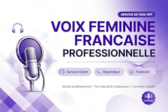 record a professional french female voice over for your project
