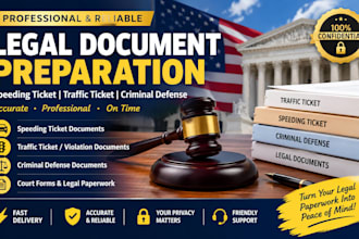 prepare speeding ticket, traffic ticket and criminal defense legal documents