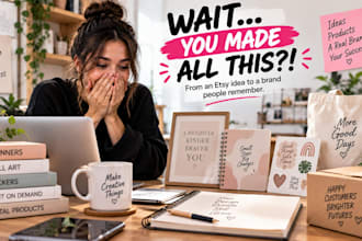 setup etsy store, design digital and pod products, and do etsy listing SEO, etsy