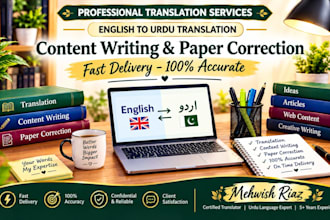 do english urdu translation and content writing