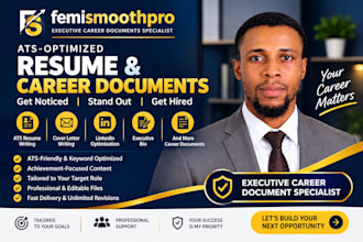 write an ats resume cover letter, executive bio and optimize linkedin