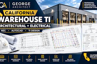 design california warehouse ti architectural and nec electrical plans