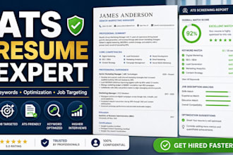 write ats resume cv, optimize keywords and create a professional resume for job