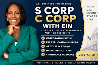 setup us s corp or c corp with ein for startups and non residents