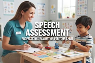 conduct a standardized speech and language assessment