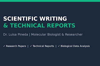 expert scientific writer and technical report specialist