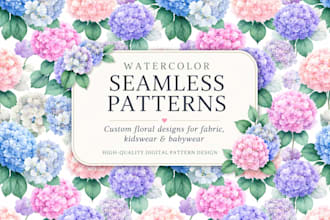 create watercolor kidswear and babywear seamless patterns
