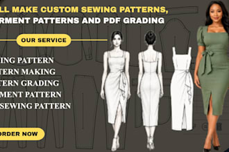 make custom sewing patterns, garment patterns and PDF grading