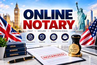 provide fast remote online notary, USA UK legal document notarization, UK notary