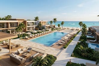 design photorealistic 3d beach resort, tropical resort, villa and hotel design