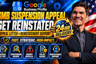 fix suspended gmb and write a google my business reinstatement appeal in 24hrs