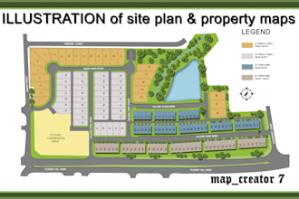creat subdivision master plan site plan and plat map render