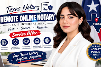 notarize documents remotely in USA and international texas as notary public