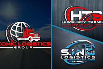 design transport, logistics, trucking, haulage, freight, dispatching, cargo logo