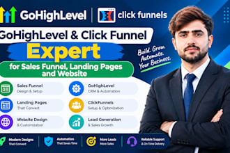 be gohighlevel and click funnel expert for landing page, website, sales funnel