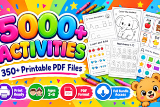 provide kids worksheets, printable activities PDF bundle