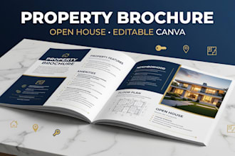 design a real estate property brochure and open house guide in canva