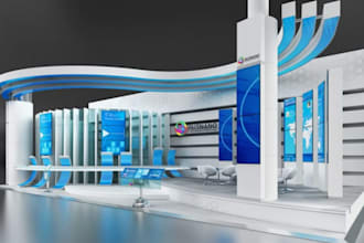 design a 3d exhibition stand, expo stand, booth or kiosk
