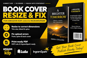 rescue rejected book cover resize and fix for KDP lulu, ingramspark, amazon KDP