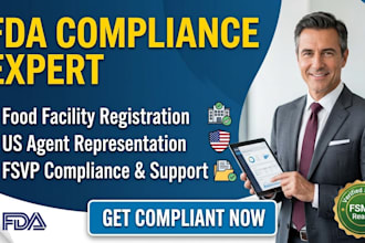 handle fda food facility registration, fsvp compliance, and US agent services