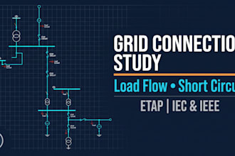 do grid connection study, load flow and short circuit analysis in etap