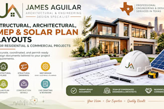 structural, architectural set, mep design, solar plan layout, engineer in texas