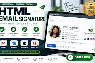 design clickable HTML email signature for gmail outlook and apple mail