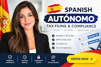 handle spanish autonomo tax filing, tax return and tax compliance