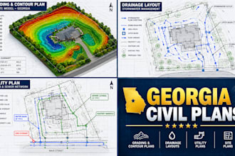 georgia civil drawings utility plans drainage layouts, grading and contour plan