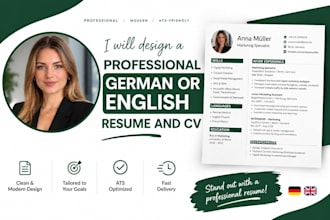 design a professional german or english resume and CV