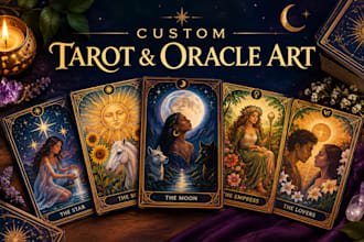 draw tarot cards and oracle cards as digital art