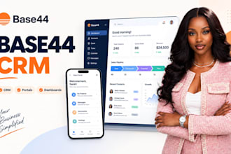 build base44 CRM, client portal, dashboard and business web app